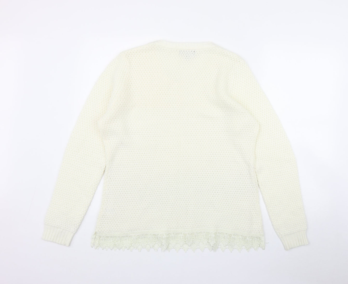Originals Knitwear Womens Ivory Round Neck  Acrylic Pullover Jumper Size M