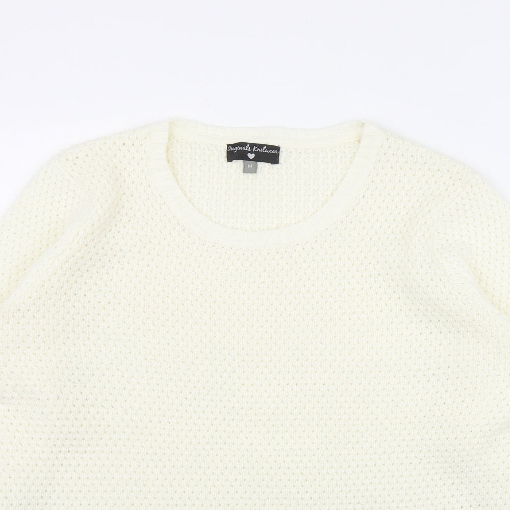 Originals Knitwear Womens Ivory Round Neck  Acrylic Pullover Jumper Size M