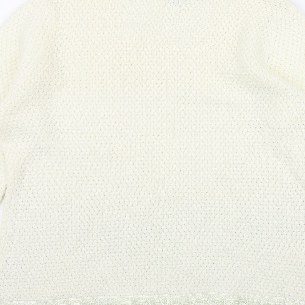 Originals Knitwear Womens Ivory Round Neck  Acrylic Pullover Jumper Size M