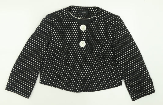 Marks and Spencer Womens Black Polka Dot  Jacket Blazer Size 10  Button