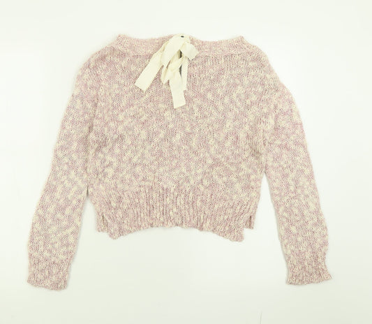 Marks and Spencer Womens Pink Crew Neck  Cotton Pullover Jumper Size M