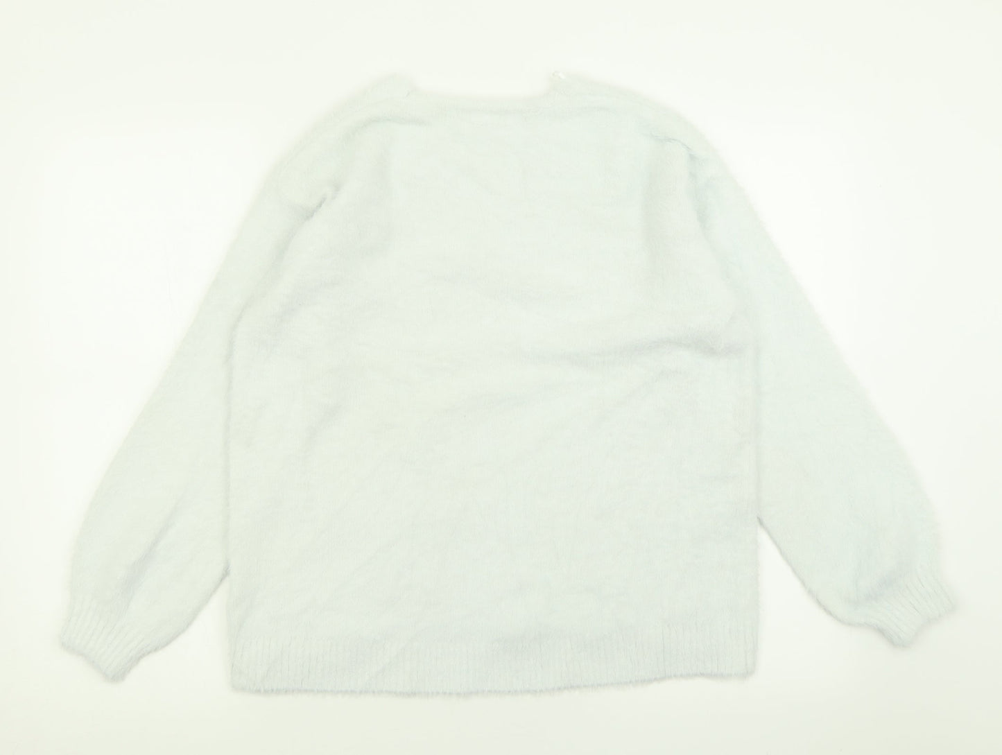 H&M Womens Blue V-Neck  Acrylic Pullover Jumper Size M