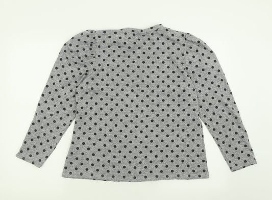 M&Co Womens Grey Crew Neck Polka Dot Polyester Pullover Jumper Size 16