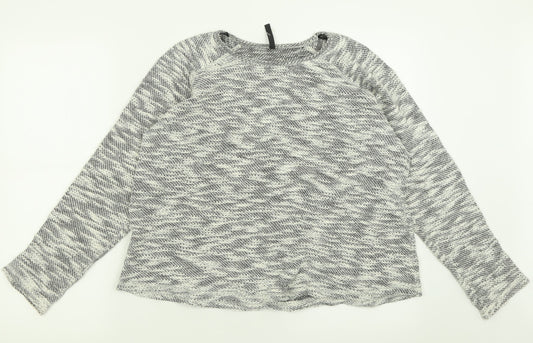 Woolworths Womens Grey Crew Neck  Cotton Pullover Jumper Size M