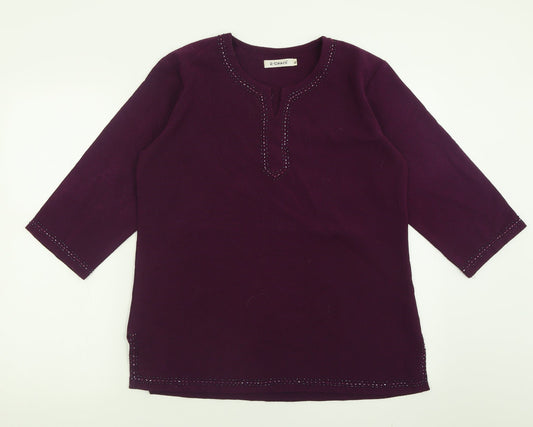 2-craze Womens Purple  Polyester Basic T-Shirt Size XL V-Neck