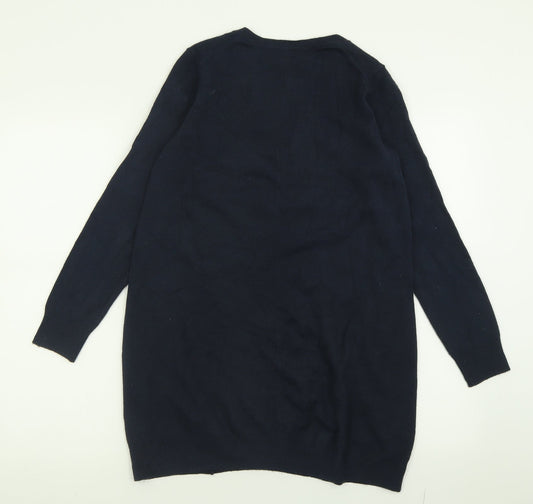 Marks and Spencer Womens Blue V-Neck  Acrylic Tunic Jumper Size 6