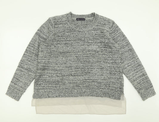 Marks and Spencer Womens Grey Crew Neck  Polyester Pullover Jumper Size 14