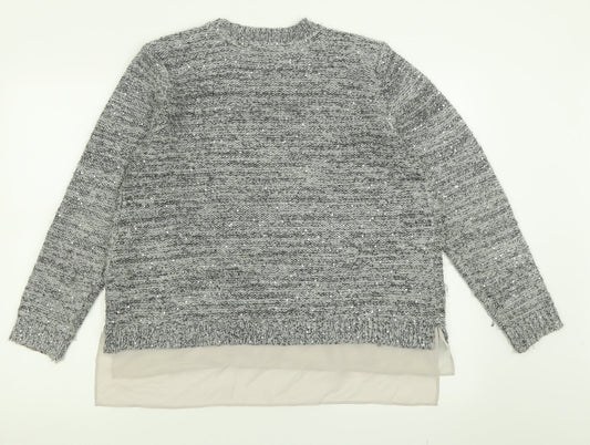 Marks and Spencer Womens Grey Crew Neck  Polyester Pullover Jumper Size 14