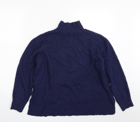 M&Co Womens Blue High Neck  Acrylic Pullover Jumper Size 12