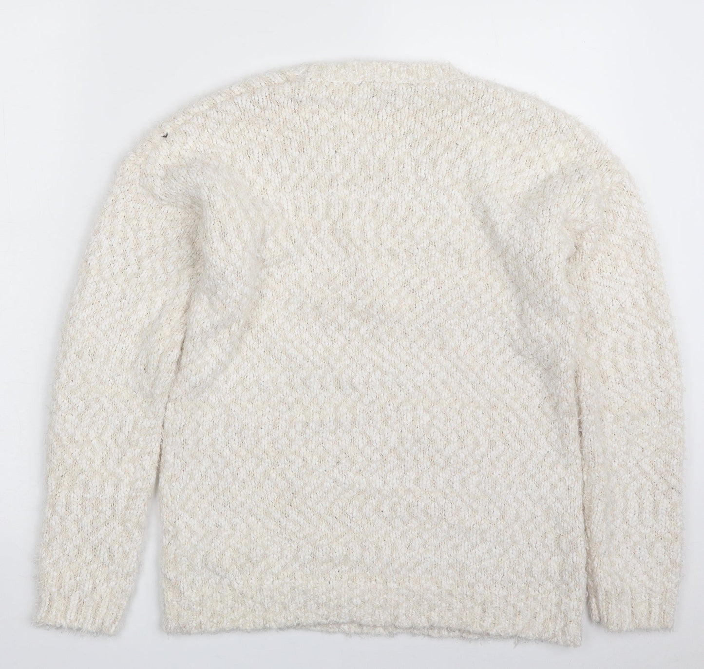 Amara Reya Womens Beige Scoop Neck  Polyester Pullover Jumper Size M