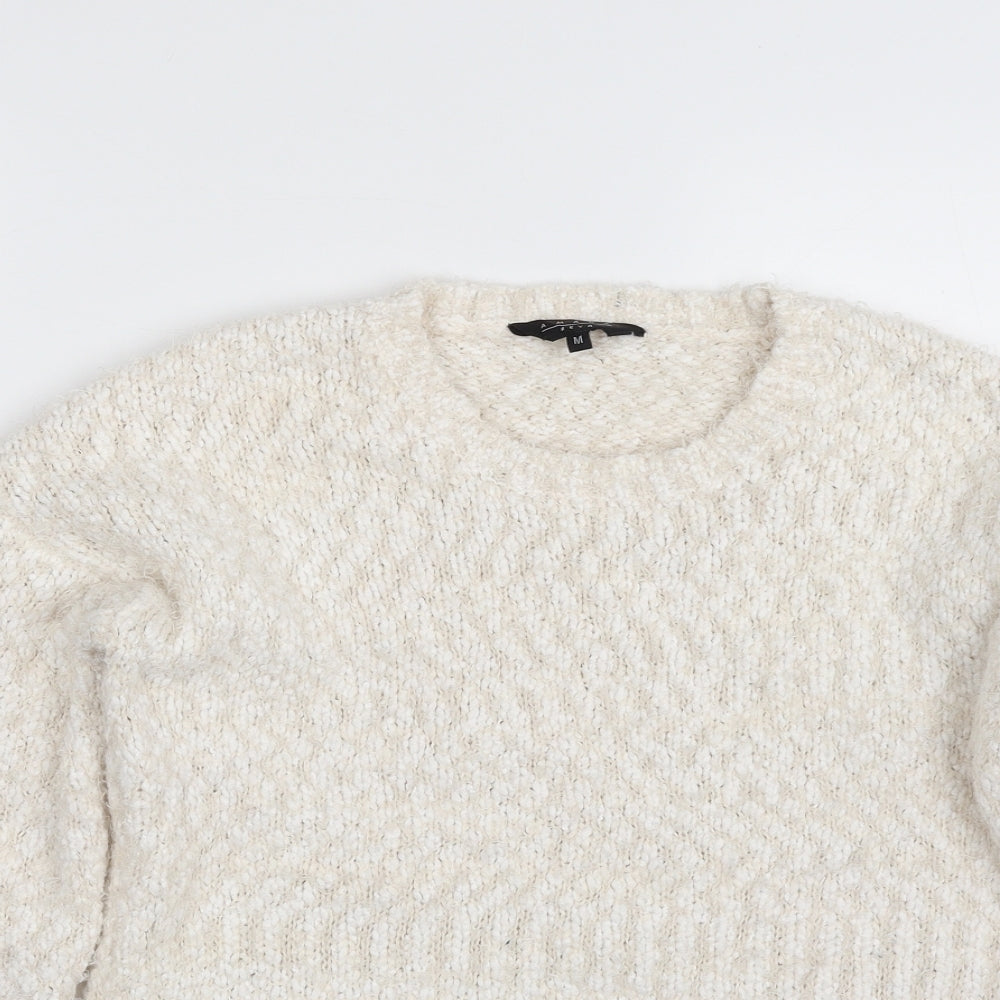 Amara Reya Womens Beige Scoop Neck  Polyester Pullover Jumper Size M