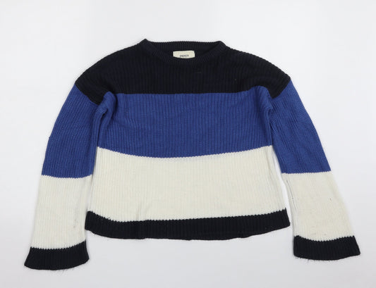 Papaya Womens Multicoloured Crew Neck Striped Acrylic Pullover Jumper Size M   - Colourblock