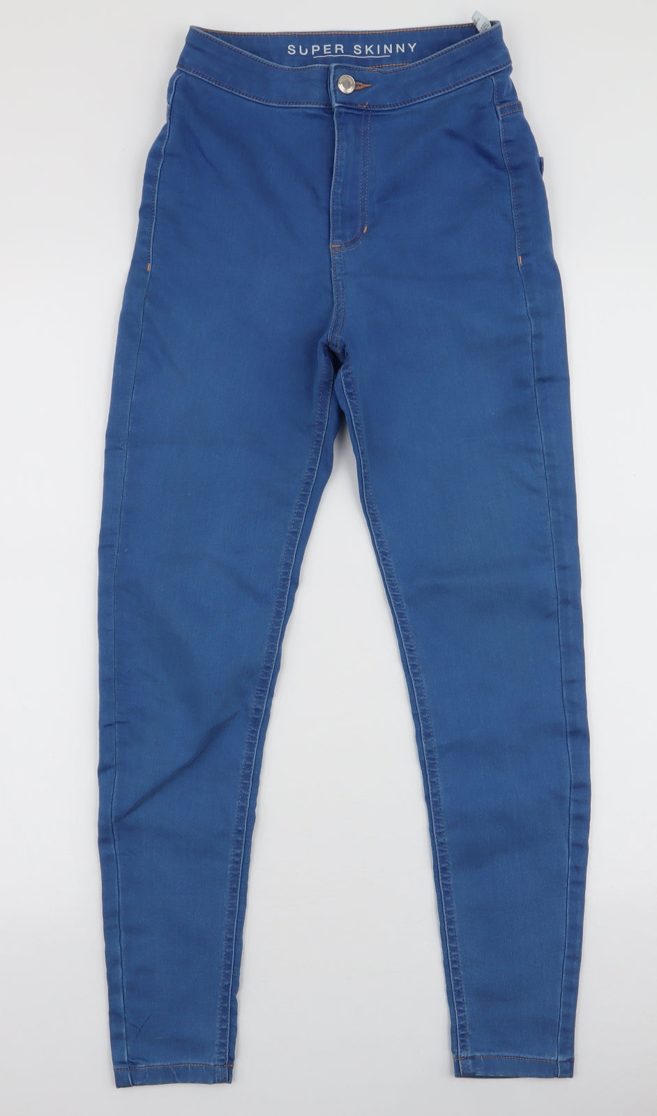 Marks and Spencer Womens Blue  Cotton Skinny Jeans Size 6 L26 in Slim Zip