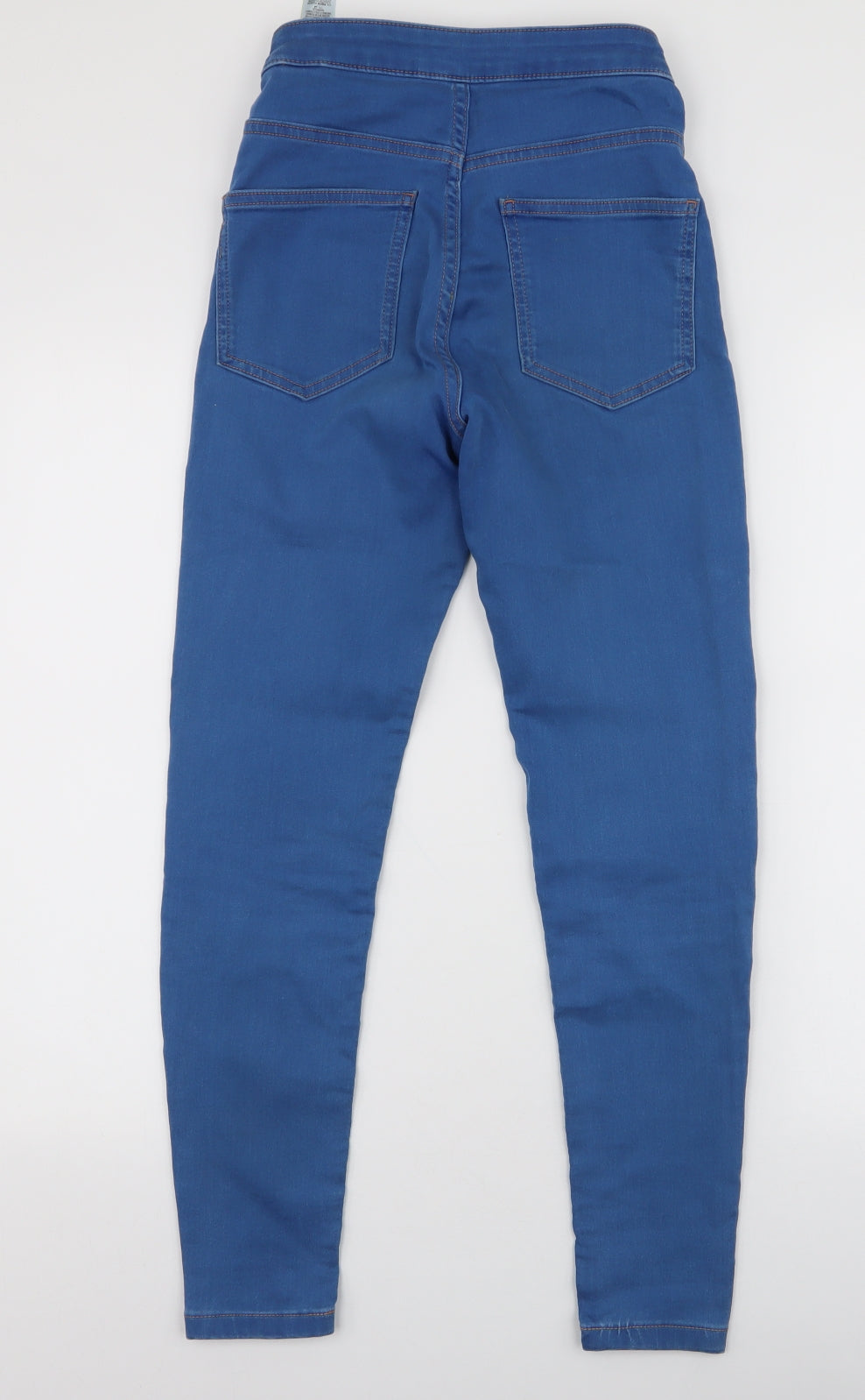 Marks and Spencer Womens Blue  Cotton Skinny Jeans Size 6 L26 in Slim Zip