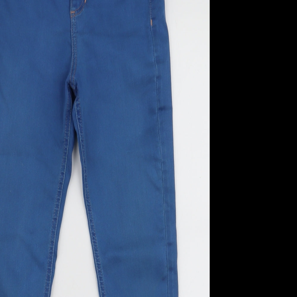 Marks and Spencer Womens Blue  Cotton Skinny Jeans Size 6 L26 in Slim Zip