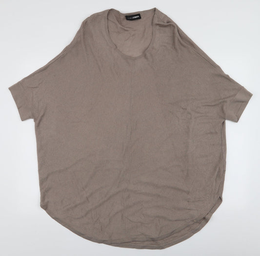 Doris Stretch Womens Beige Round Neck  Viscose Pullover Jumper Size 14