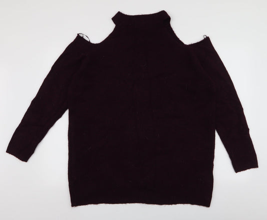 New Look Womens Purple High Neck  Acrylic Pullover Jumper Size L