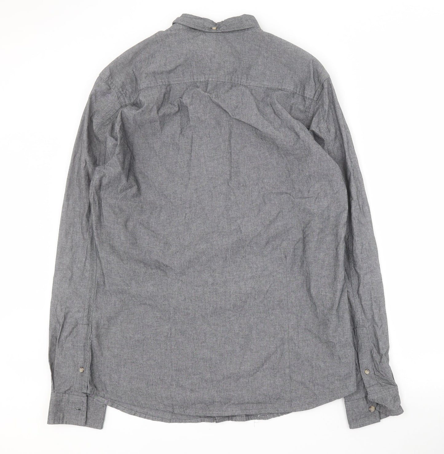 Industrialize Mens Grey  Cotton  Button-Up Size L Collared Button
