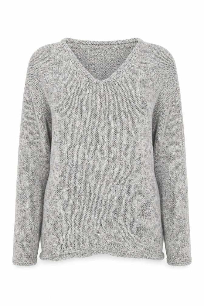 Marks and Spencer Womens Grey V-Neck  Cotton Pullover Jumper Size 8