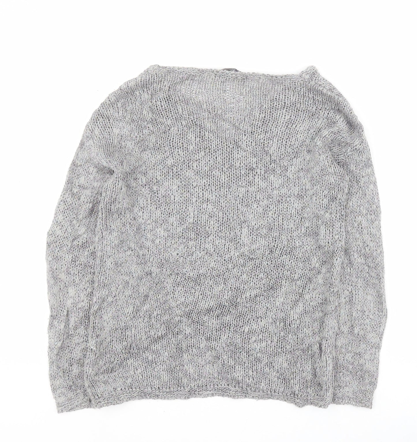 Marks and Spencer Womens Grey V-Neck  Cotton Pullover Jumper Size 8