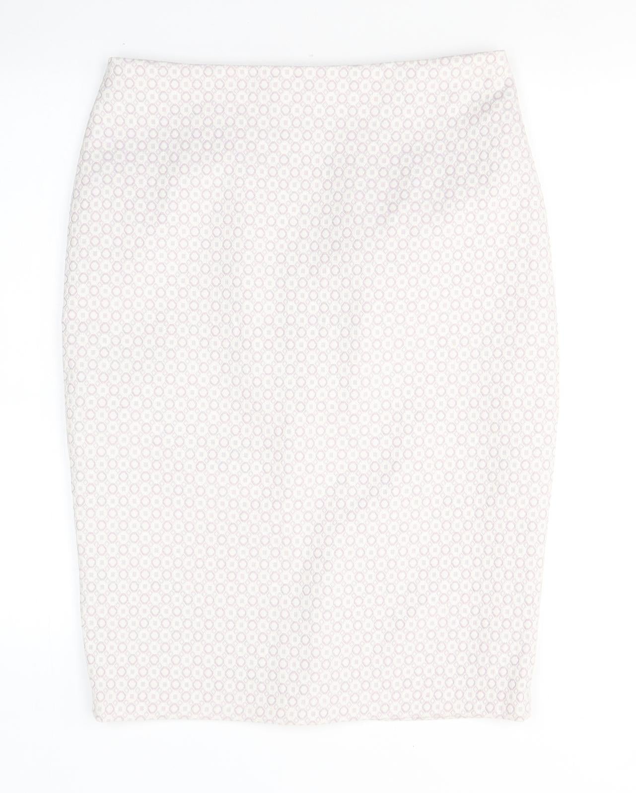 Marks and Spencer Womens Pink Geometric Polyester A-Line Skirt Size 12   Zip