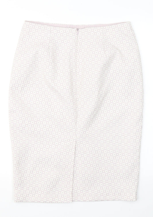 Marks and Spencer Womens Pink Geometric Polyester A-Line Skirt Size 12   Zip