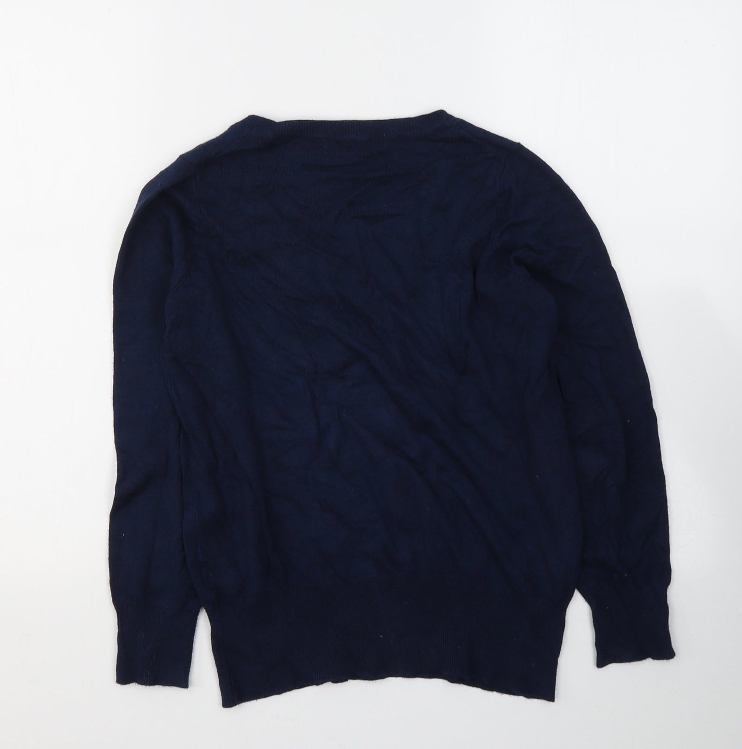 Marks and Spencer Womens Blue  Acrylic Jersey T-Shirt Size 12 V-Neck