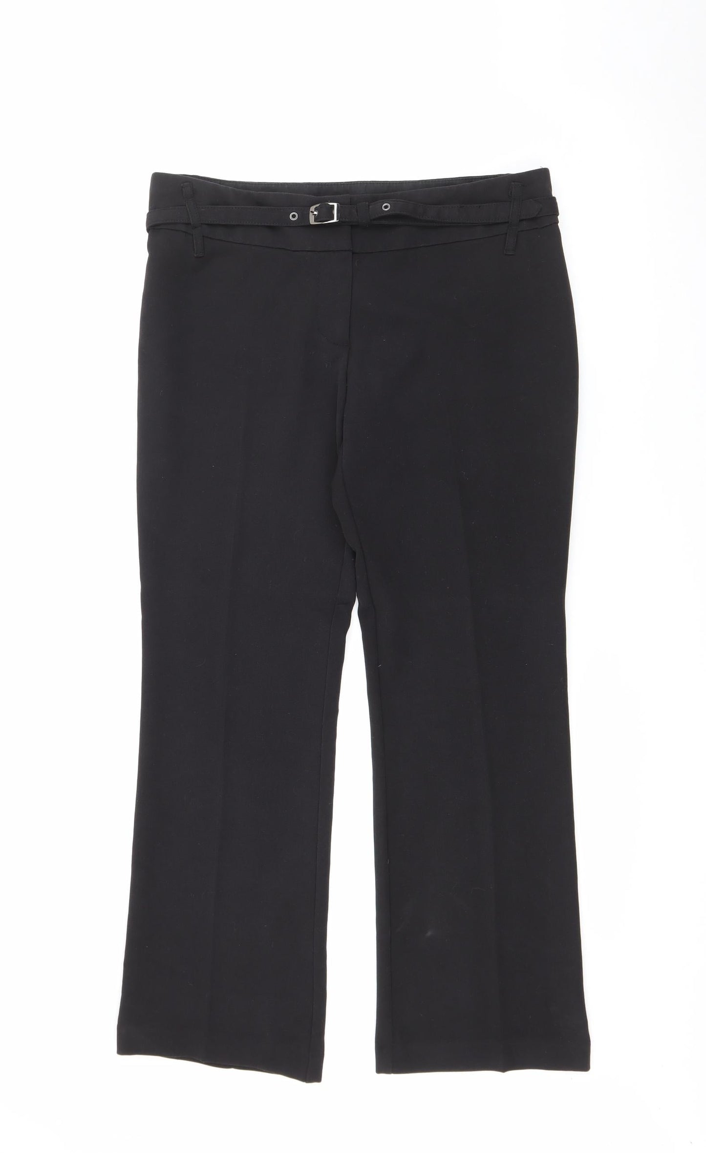 NEXT Womens Black  Polyester Trousers  Size 12 L28 in Regular Button