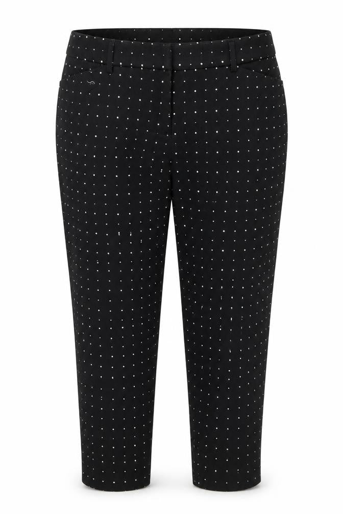Lila Rose Womens Black Polka Dot Cotton Capri Trousers Size XL L25 in Regular Zip