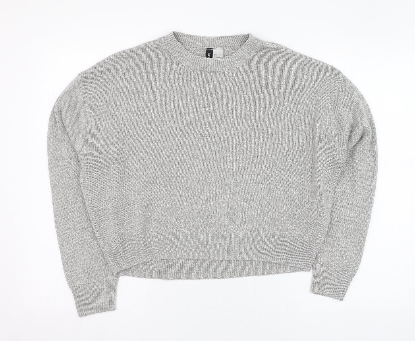 H&M Womens Grey Round Neck  Acrylic Pullover Jumper Size S