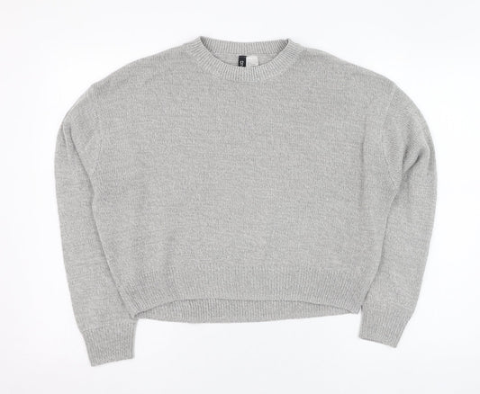 H&M Womens Grey Round Neck  Acrylic Pullover Jumper Size S