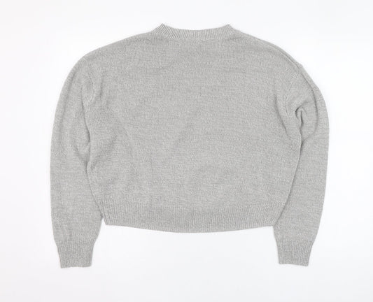 H&M Womens Grey Round Neck  Acrylic Pullover Jumper Size S