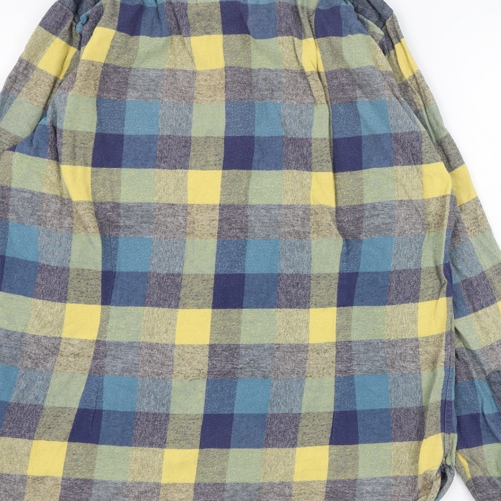 Garment Makers Mens Blue Check Cotton  Button-Up Size S Collared Button