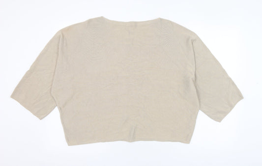 Preworn Womens Beige Round Neck  Cotton Pullover Jumper Size M