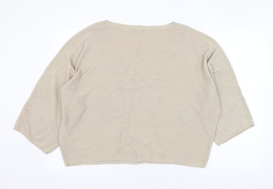 Preworn Womens Beige Round Neck  Cotton Pullover Jumper Size M