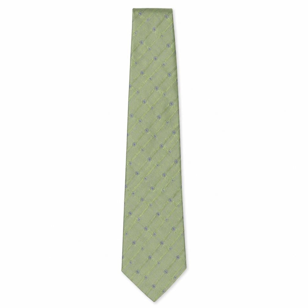 Profuomo Mens Green Geometric Silk Pointed Tie One Size