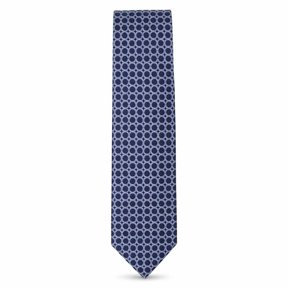 Marks and Spencer Mens Blue Geometric Polyester Pointed Tie One Size