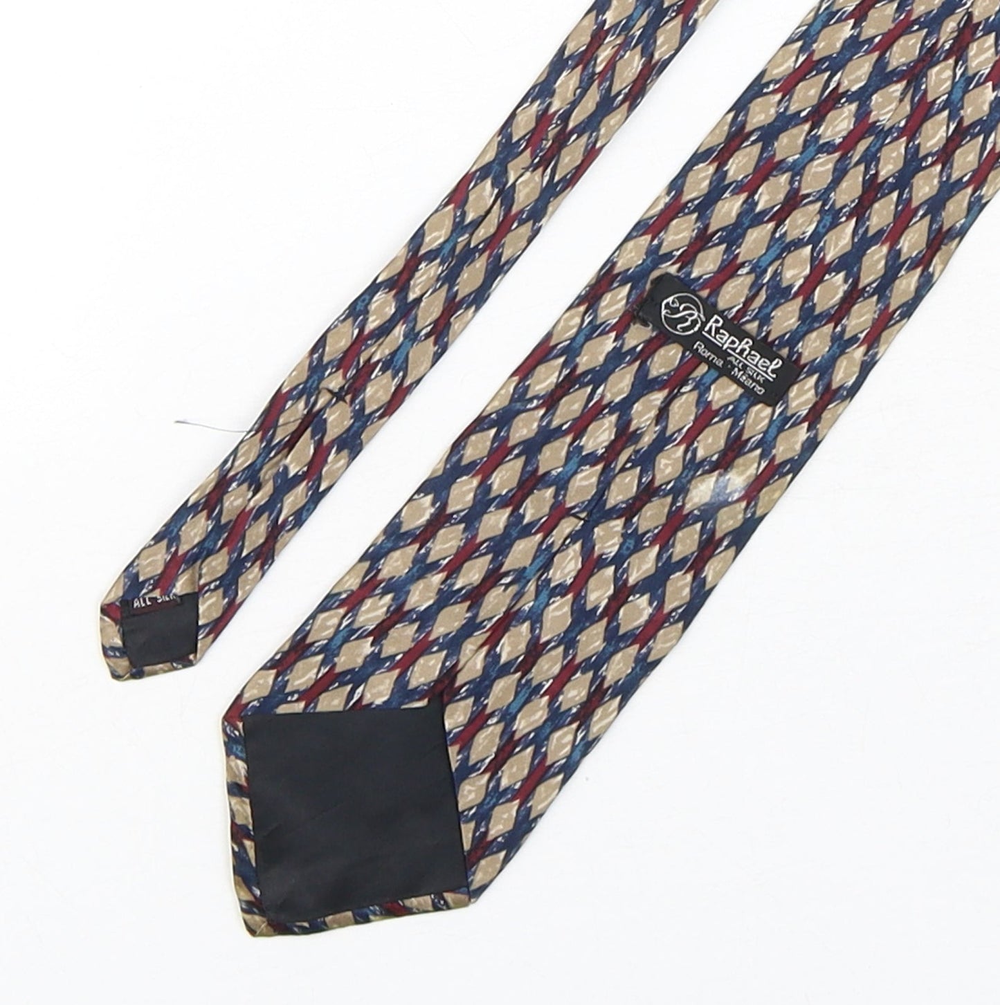 Raphael Mens Multicoloured Geometric Silk Pointed Tie One Size