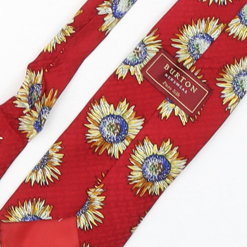 Burton  Mens Multicoloured Floral Silk Pointed Tie One Size
