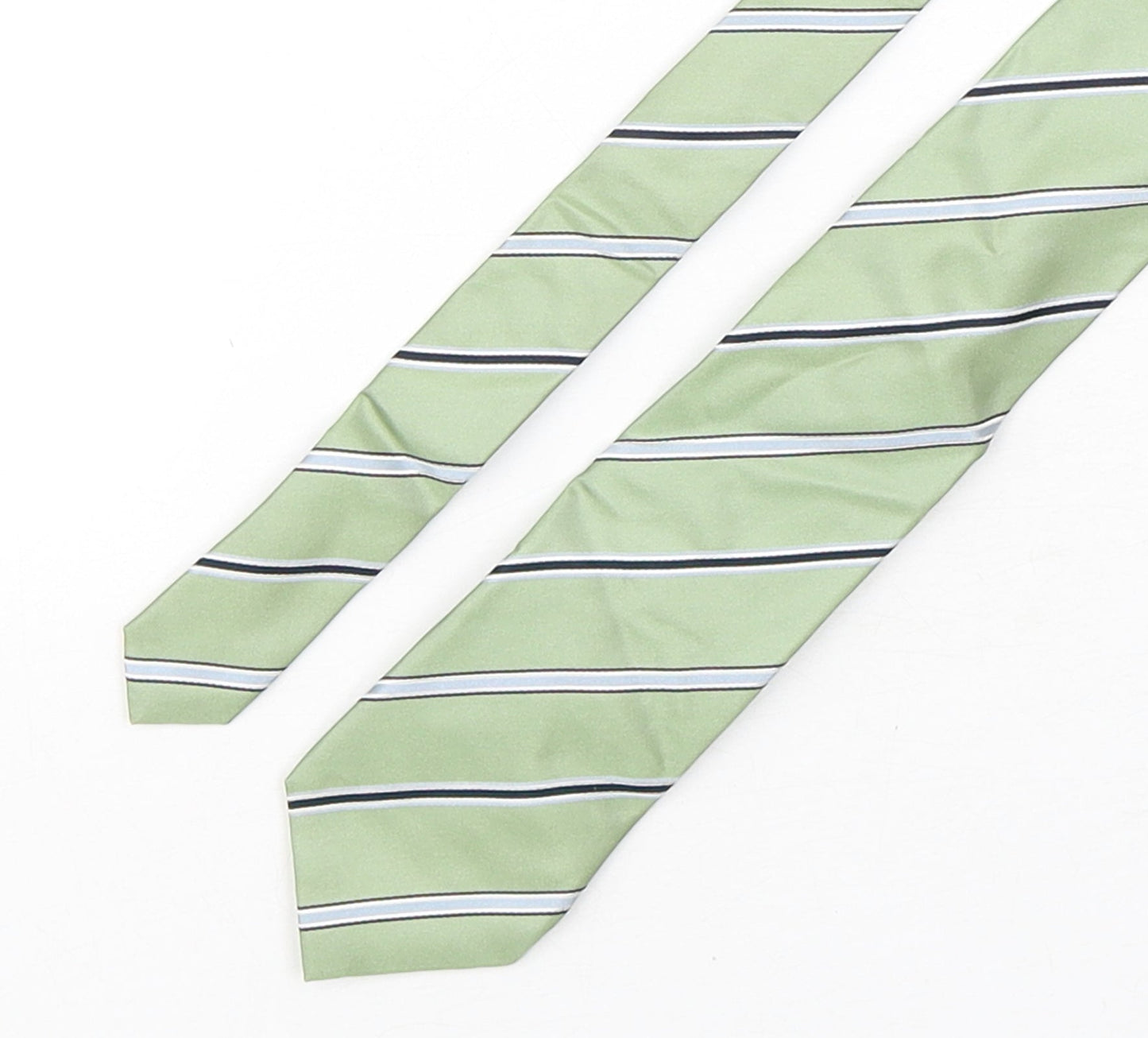 Eterna Mens Green Striped Silk Pointed Tie One Size