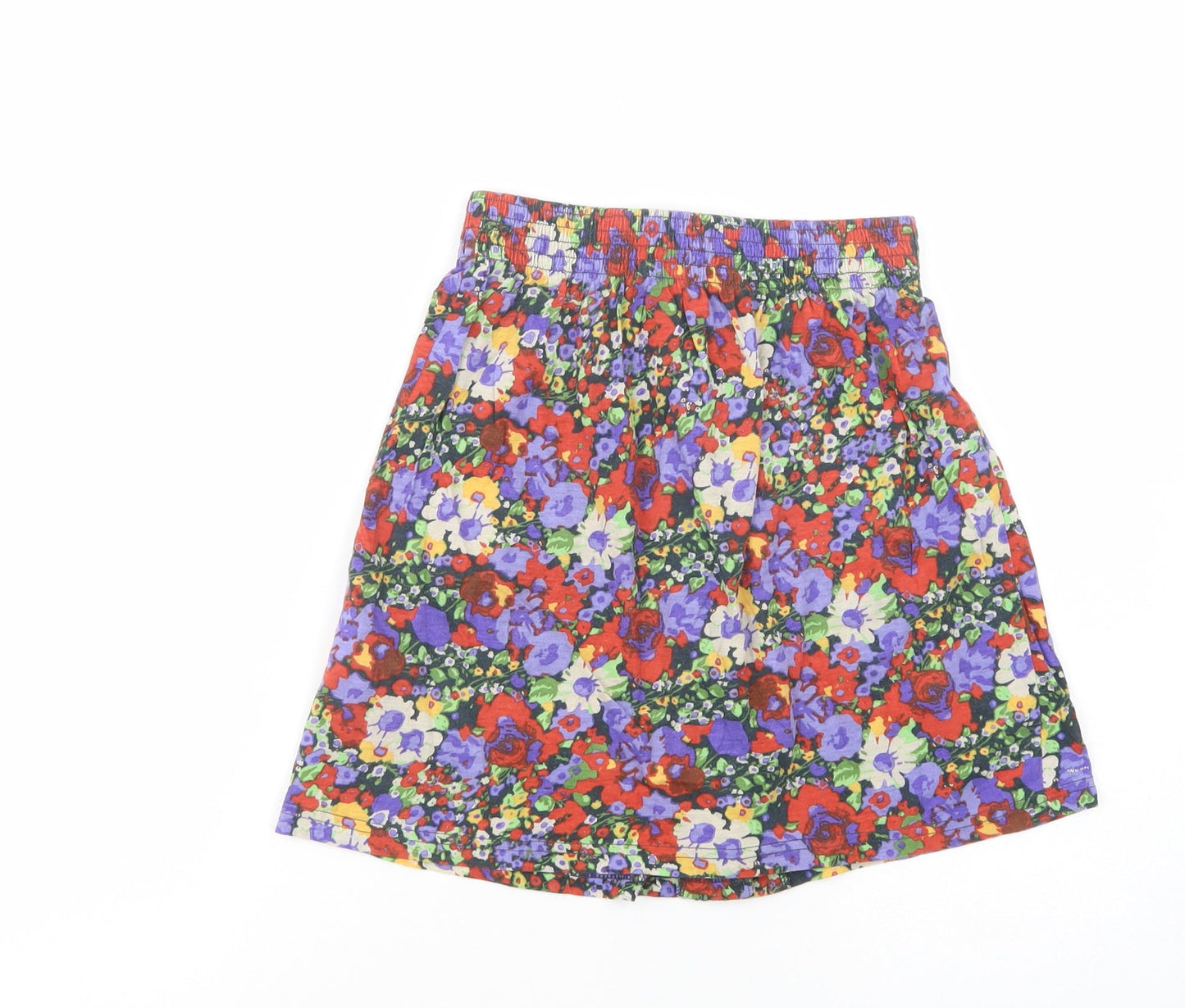 River Island Womens Multicoloured Floral Cotton Mini Skirt Size 6   Button