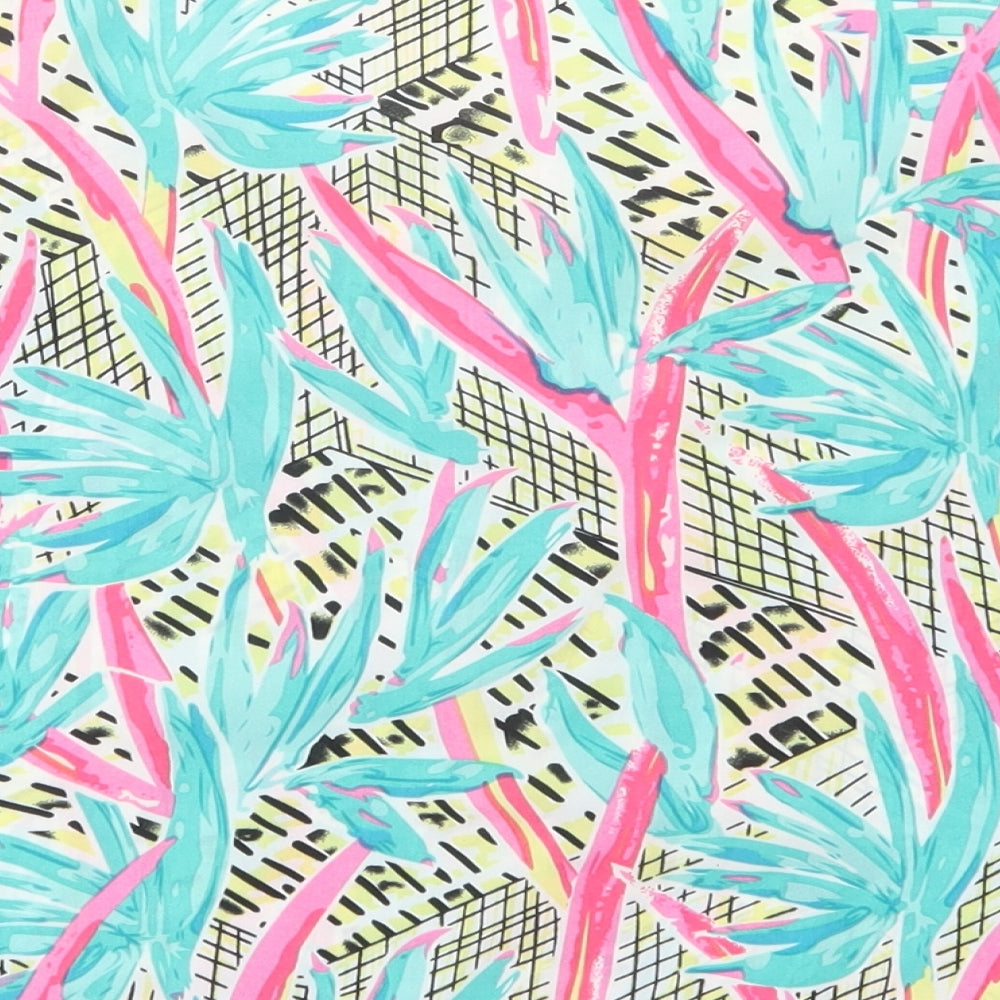 Vera & Lucy Womens Multicoloured Floral Polyester Cropped Blouse Size M Boat Neck