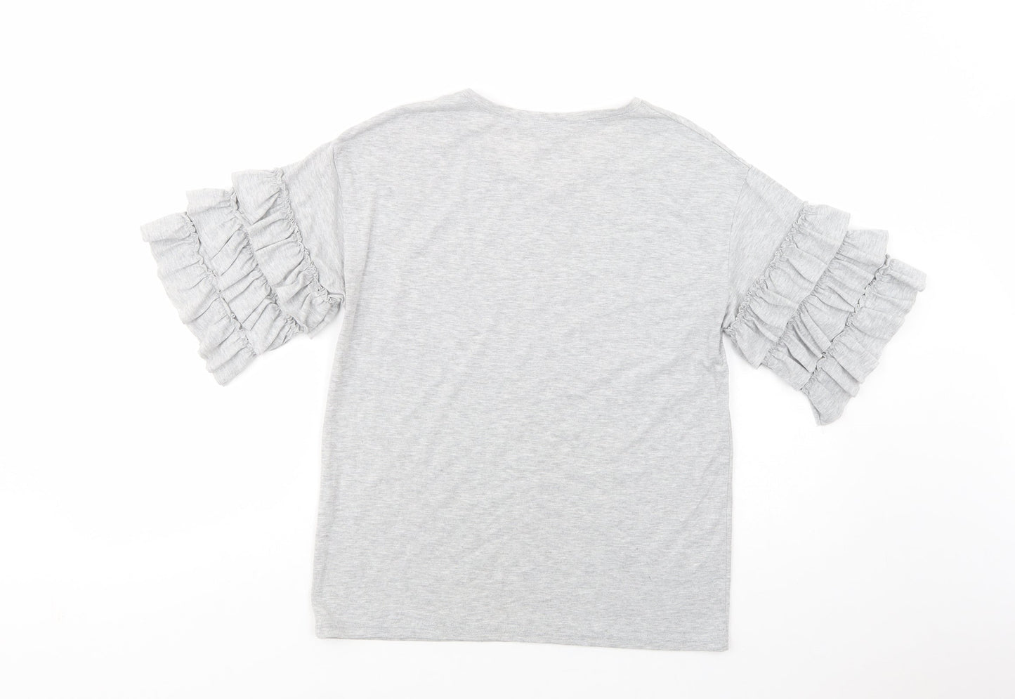 Dorothy Perkins Womens Grey  Cotton Basic T-Shirt Size 10 Crew Neck