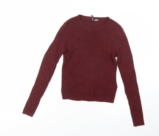 H&M Womens Purple Crew Neck  Viscose Pullover Jumper Size M