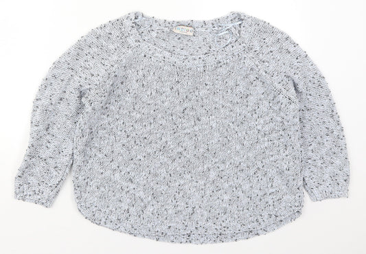Marks and Spencer Womens Blue Round Neck  Cotton Pullover Jumper Size 10