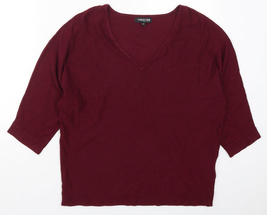Debenhams Womens Red V-Neck  Viscose Pullover Jumper Size M