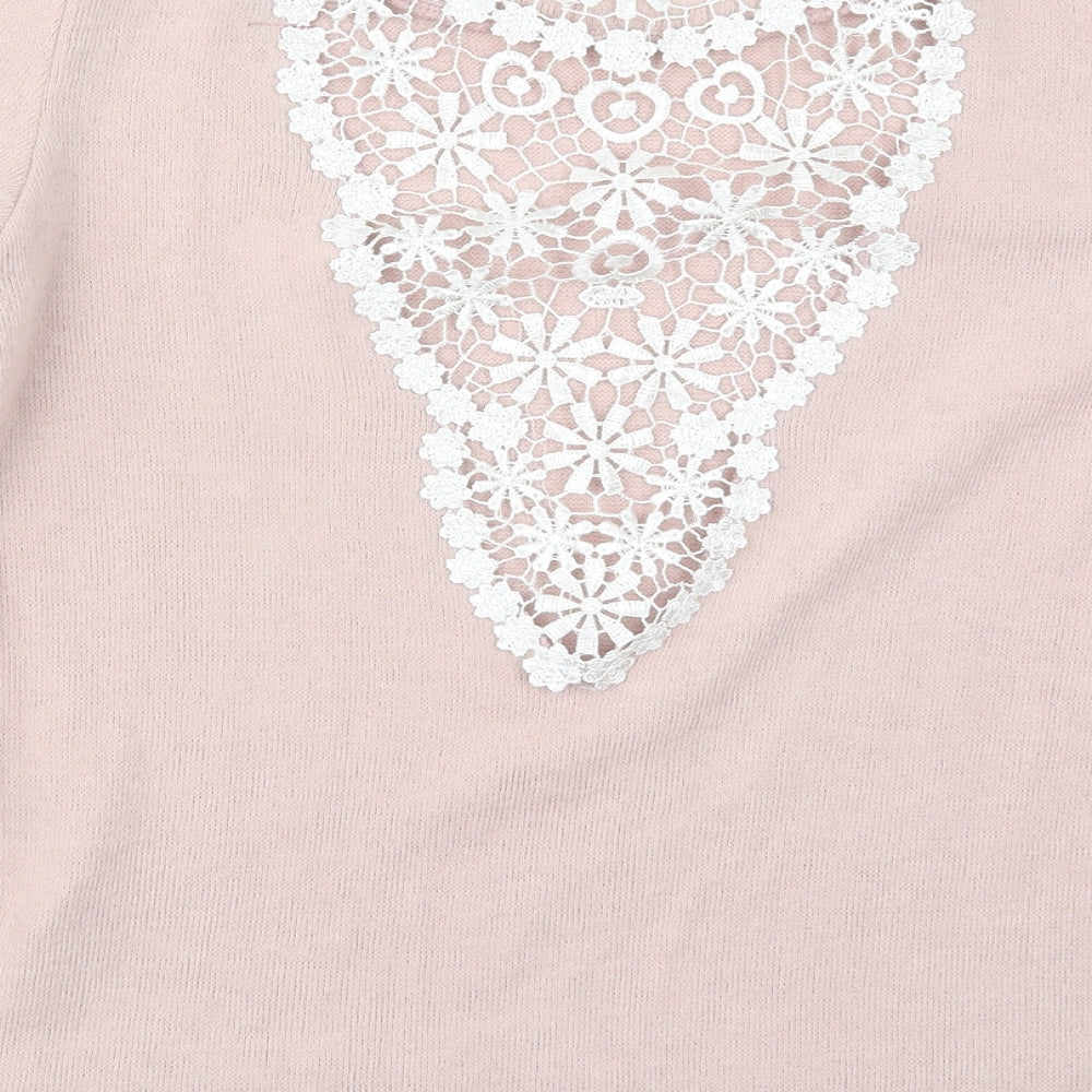 Boohoo Womens Pink Round Neck  Acrylic Pullover Jumper Size M