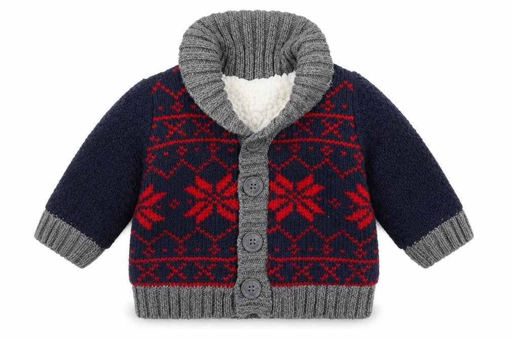 Nutmeg Boys Black Geometric Acrylic Cardigan Jumper One Size  Button