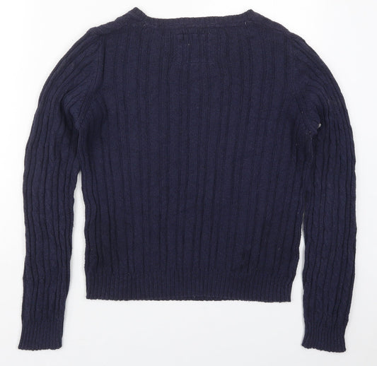 New Look Womens Blue Round Neck  Acrylic Pullover Jumper Size 14