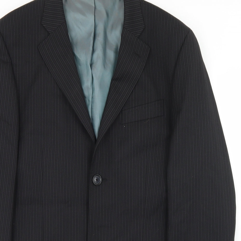 River Island Mens Black Striped Wool Jacket Blazer Size 38